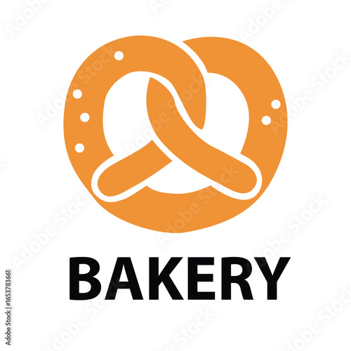 Golden pretzel illustration perfect for a bakery logo, representing traditional pretzels, ideal for branding