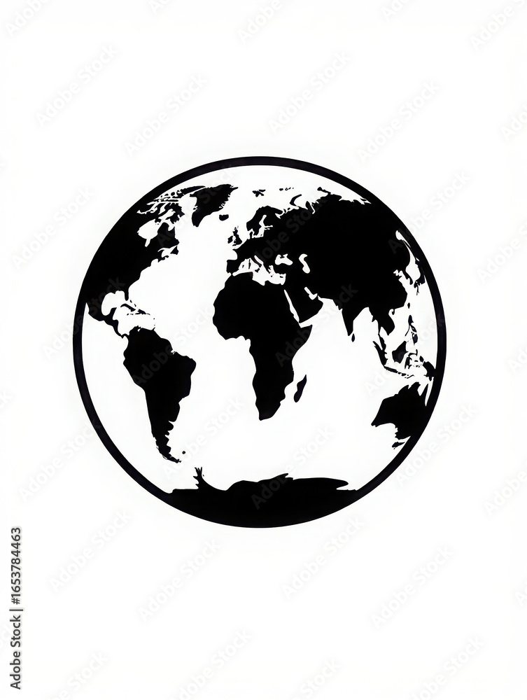Obraz premium Stylized black and white world map illustration on a white background