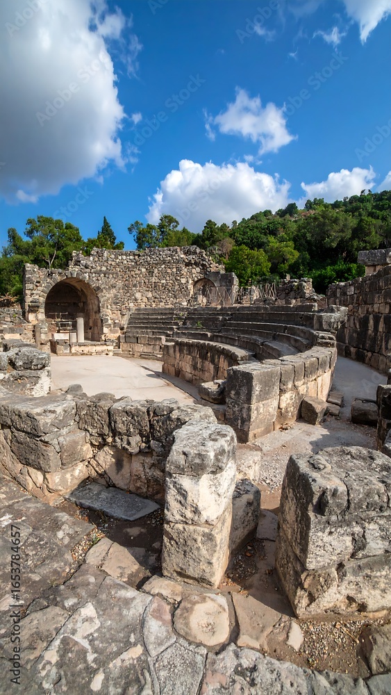 Fototapeta premium Ancient stone ruins under a bright sky
