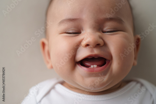 Wallpaper Mural Adorable baby laughing with eyes closed and mouth open Torontodigital.ca