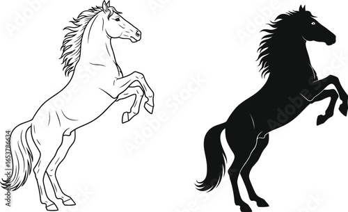 Horse rearing silhouette vector art equine illustration vector