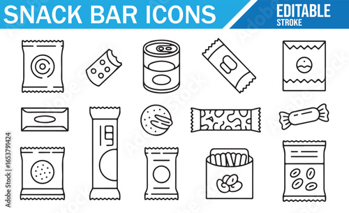 Collection of Food and Snack Packaging Symbols for Graphics
