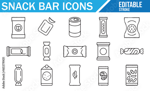 Editable Snack Food Icons for Restaurant and Retail Designs