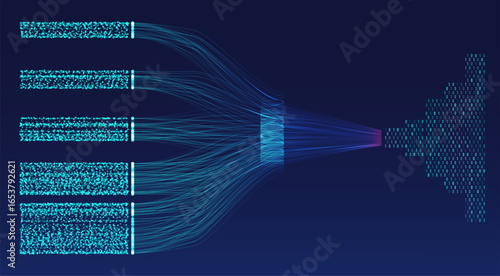 Abstract infographics visualization. Big data code representation. Futuristic network or business analytics. Graphic concept for your design