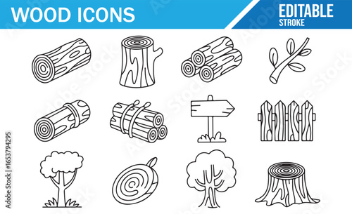 Forest and Timber Icons for Environmental Designs
