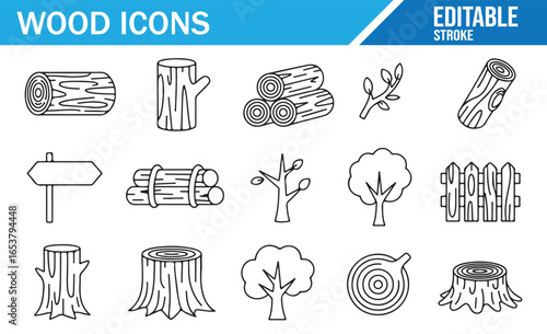 Vector Illustrations of Wood and Tree Elements