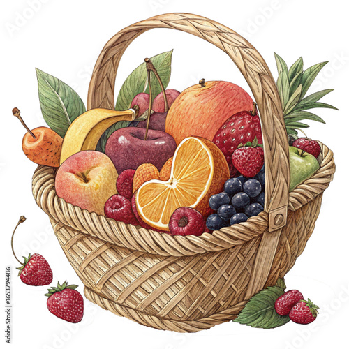 Delightful fruit basket harvest overflowing with vibrant flavors for healthy eating promotions