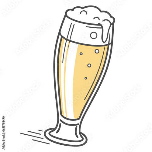 Beer glass vector illustration isolated on white background pint of ale or lager with foam design for pub, bar, and brewery concepts