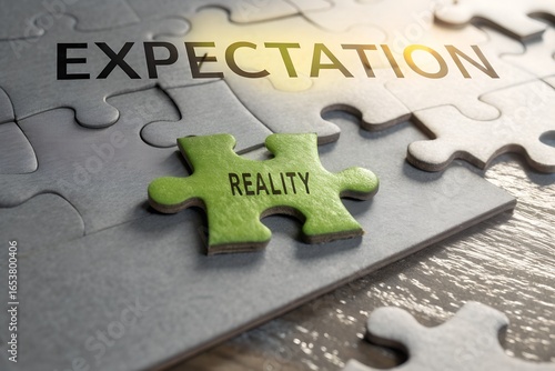 expectation vs reality puzzle concept