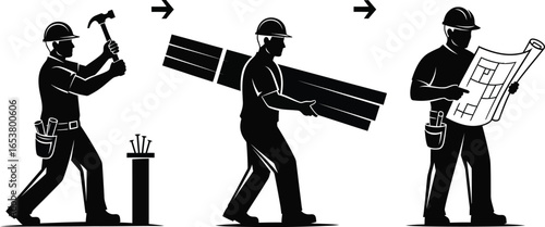 Skilled builder progresses from hammering to blueprints