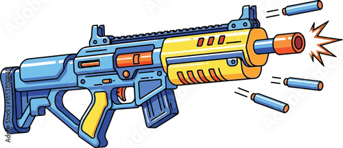 Colorful Foam Dart Blaster Toy Rifle Vector illustration