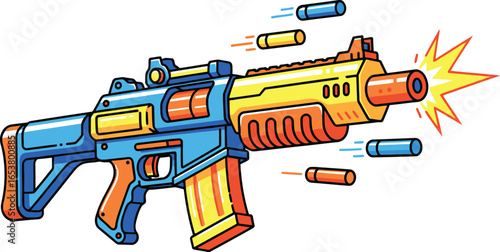 Colorful Foam Dart Blaster Toy Rifle Vector illustration