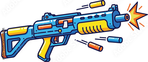 Colorful Foam Dart Blaster Toy Rifle Vector illustration