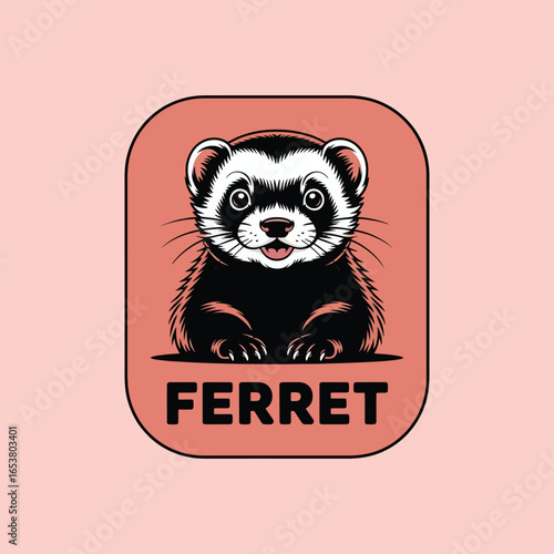 Vintage ferret vector illustration