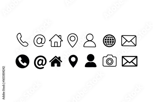 Contact Information Icons Set Clean and Modern Design for Websites and Business Cards Promoting Easy Communication