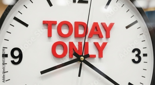A clock showing the words today only in red, indicating a limitedtime offer