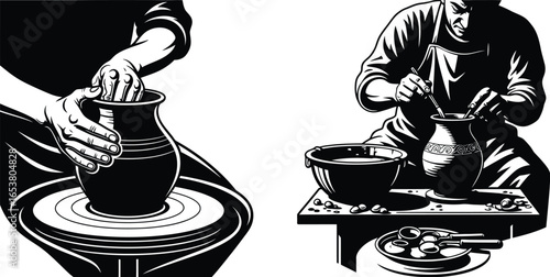 Artist skillfully shapes clay on pottery wheel creating art
