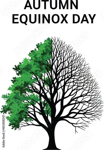 Autumn equinox day with a tree to celebrate the balance of nature and the transition of seasons
