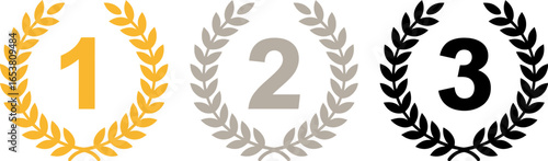 Gold silver bronze laurel wreath awards podium winner concept