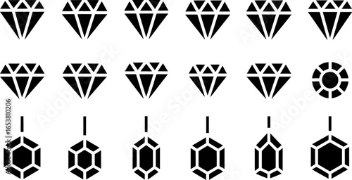 Diamond shapes vector set jewel gem precious stone icons art