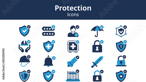 Security protection icons set safety and defense vector pack