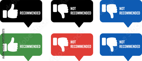 Four speech bubbles showing thumbs up and thumbs down icons for approval and disapproval
