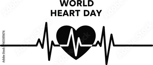 Illustration of a heart with a pulse line for world heart day