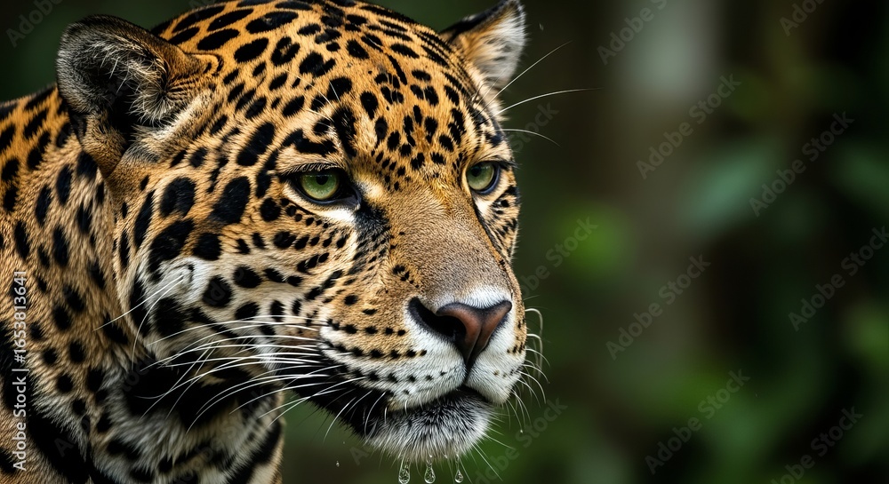 Obraz premium A captivating close-up portrait of a majestic leopard, its spotted fur and intense gaze highlighting the fierce elegance of this powerful wild feline predator
