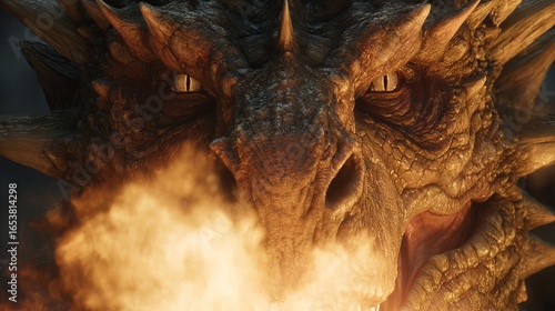 Wallpaper Mural A fearsome dragon with glowing embers emanating from its maw.
 Torontodigital.ca