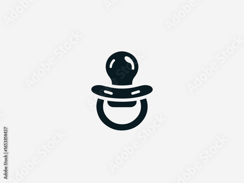 Gentle baby pacifier with soft shield and textured handle in soothing vector logo