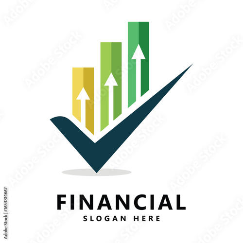 Financial logo creative check sign symbol market diagram arrow