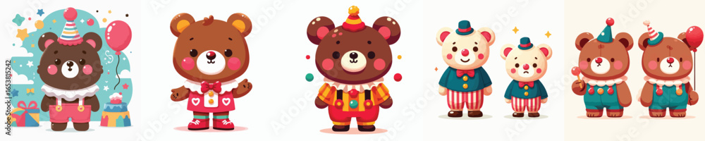 Obraz premium clown costume bear vector