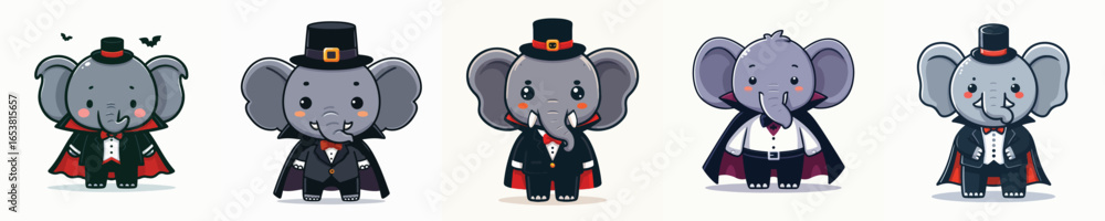 Naklejka premium elephant vector in Dracula costume