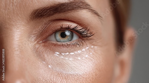 Wallpaper Mural Puffy eyelids with swollen circles concept. Close-up view of a person applying skincare under their eye. Torontodigital.ca