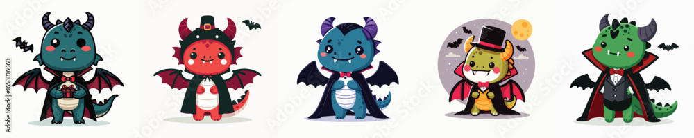 Obraz premium dragon vector in Dracula costume