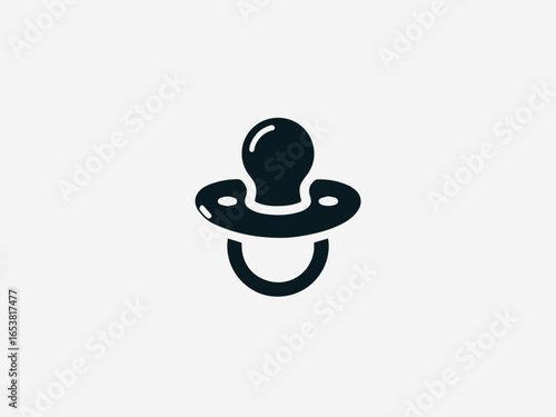 Gentle baby pacifier with soft shield and textured handle in soothing vector logo