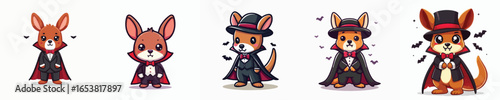 kangaroo vector in Dracula costume
