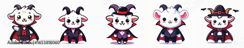 goat vector in Dracula costume
