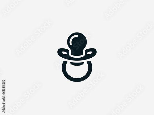 Gentle baby pacifier with soft shield and textured handle in soothing vector logo