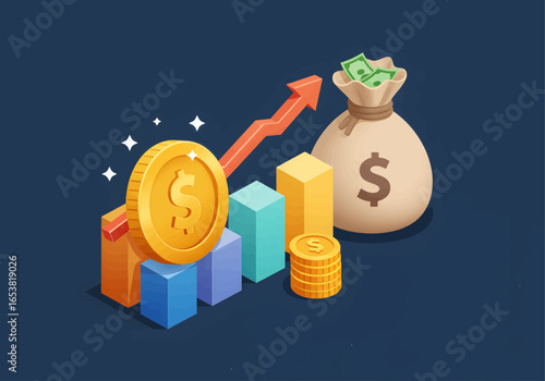 Isometric Financial Growth Chart