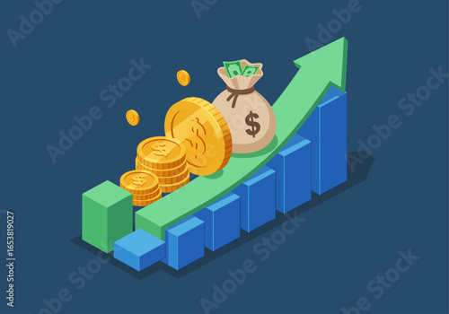Isometric Financial Growth Chart
