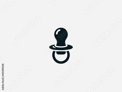Gentle baby pacifier with soft shield and textured handle in soothing vector logo