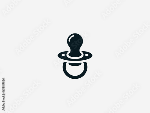 Gentle baby pacifier with soft shield and textured handle in soothing vector logo