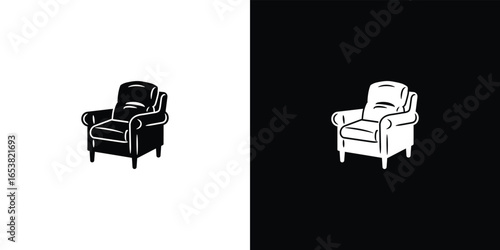 Classic armchair in black and white contrast