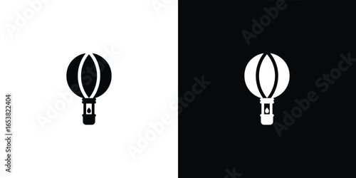 Simple silhouette of a hot air balloon in black and white