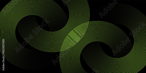 Halftone circular dots frame. Isolated circle dots texture on light green background. Dotted spray texture. Modern black and light green spiral circle sound wave vector logo abstract design element