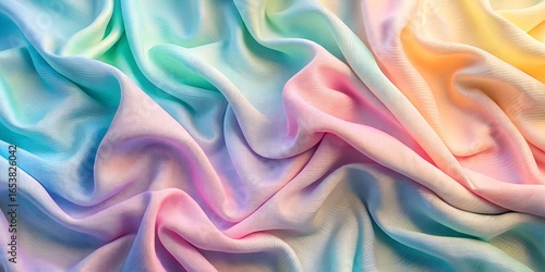 Photo of pastel rainbow fabric texture background with soft colors, creating a smooth and vibrant surface for various design applications and artistic expressions