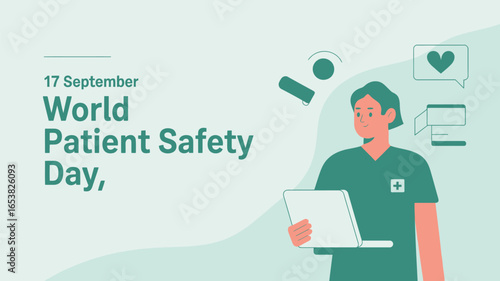  World Patient Safety Day Healthcare Worker with Laptop Illustration