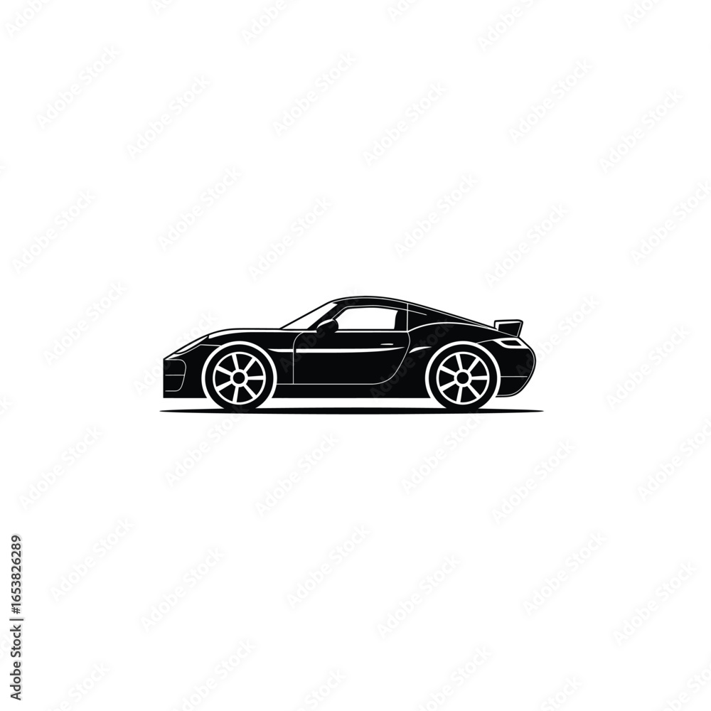 Fototapeta premium Sleek black sports car silhouette illustration
