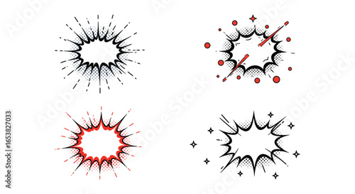 Comic Book Explosion Effects Set Graphic Design Elements